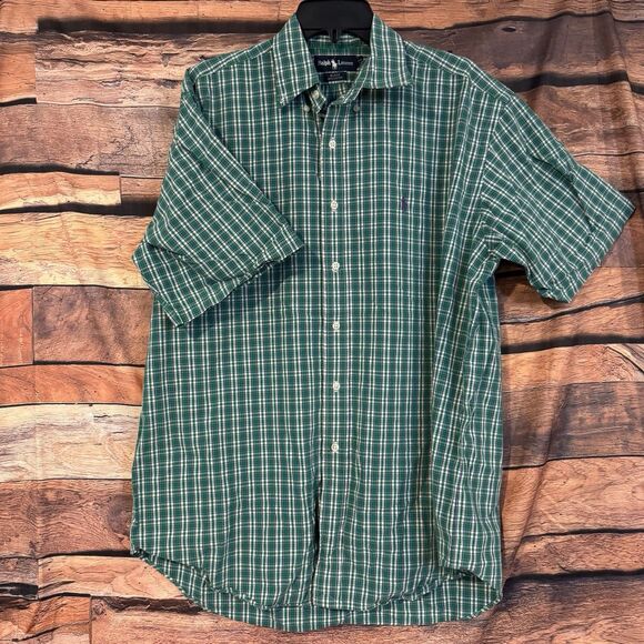 Polo Ralph Lauren Blake Men's Large Green Plaid Short Sleeve Button Down Shirt - Picture 1 of 6